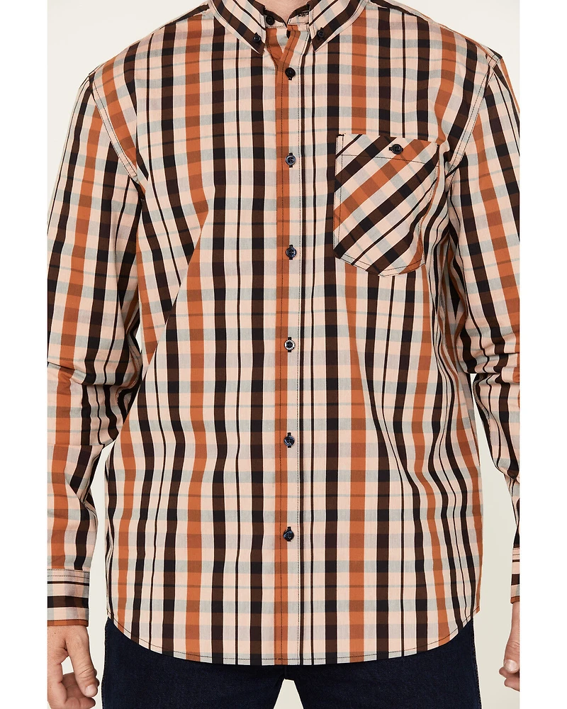 RANK 45® Men's Dakota Plaid Print Long Sleeve Button-Down Performance Western Shirt