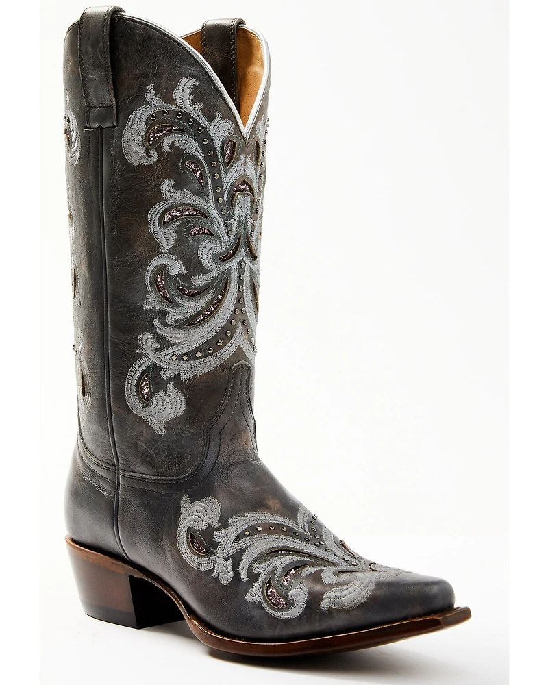 Shyanne Women's Iona Floral Studded Western Boots - Snip Toe