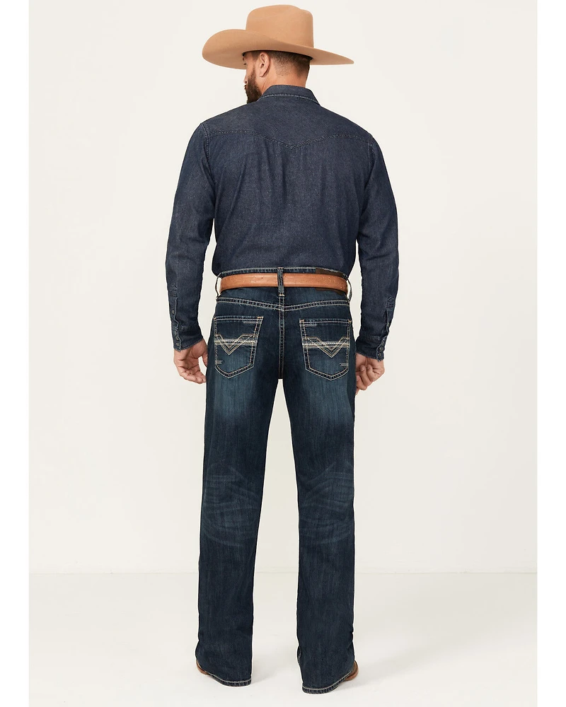Rock & Roll Denim Men's Double Barrel Dark Wash Relaxed Bootcut Stretch Jeans