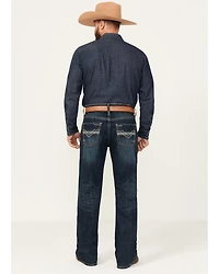 Rock & Roll Denim Men's Double Barrel Dark Wash Relaxed Bootcut Stretch Jeans