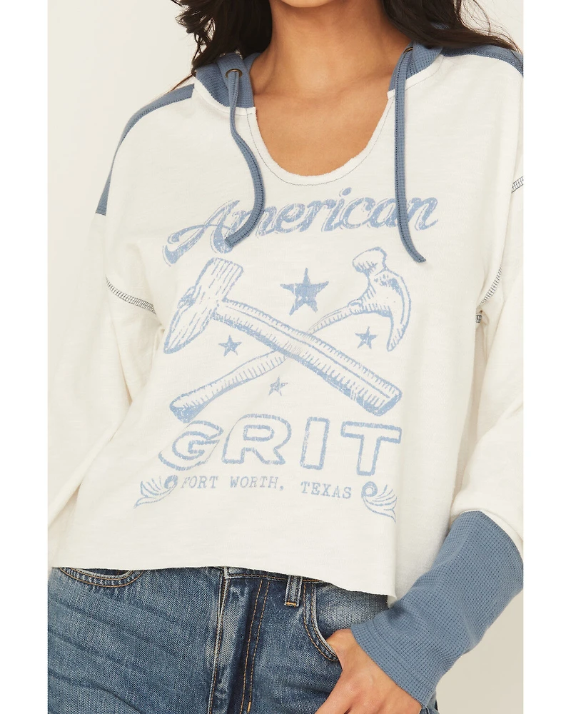 Cleo + Wolf Women's Emily American Blues Knit Hooded Shirt