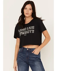 Wrangler Women's Long Live Cowboys Short Sleeve Graphic Cropped Tee