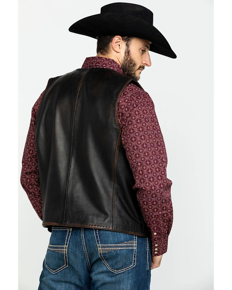 Scully Leatherwear Men's Leather Buck Stitch Vest