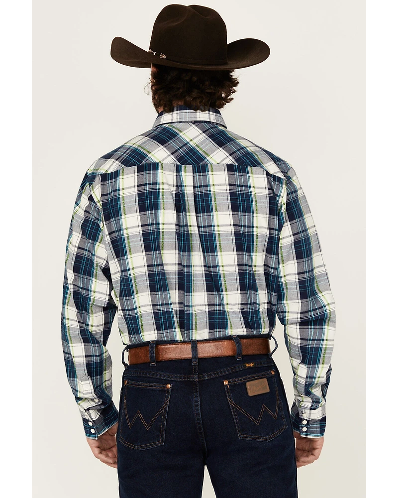 Roper Men's West Made Plaid Print Long Sleeve Snap Western Shirt