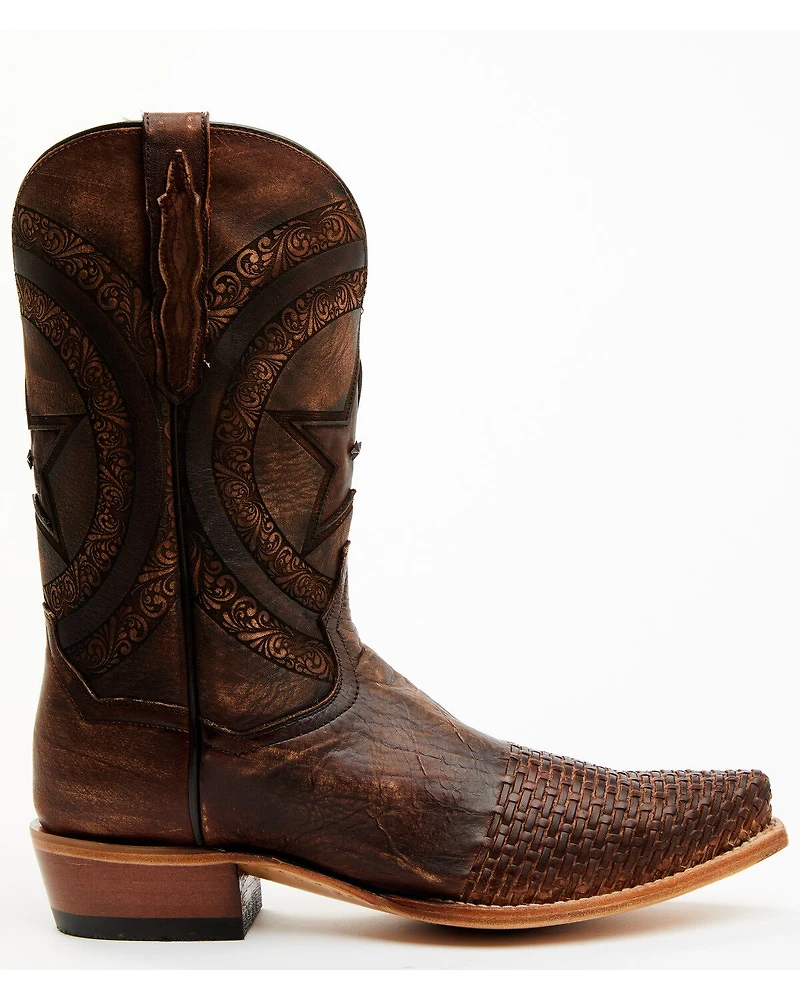 Dan Post Men's Embossed Star & Studded Basketweave Western Leather Boots - Snip Toe