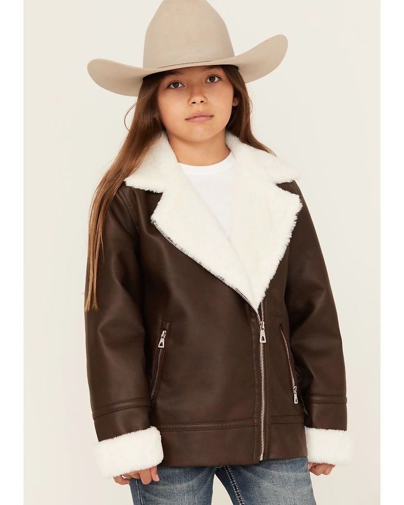Urban Republic Girls' Sherpa Lined Moto Jacket