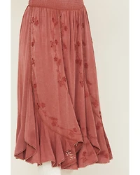Wild Moss Women's Embroidered Panel Midi Skirt