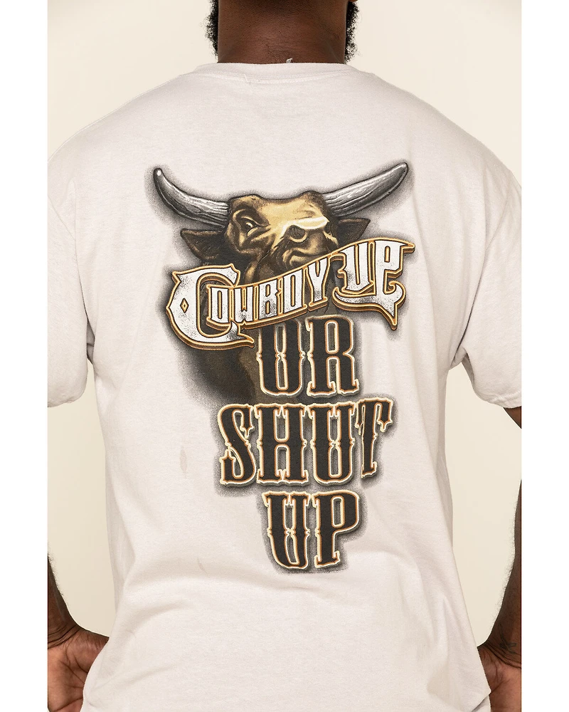 Cowboy Up Men's or Shut Short Sleeve Graphic T-Shirt