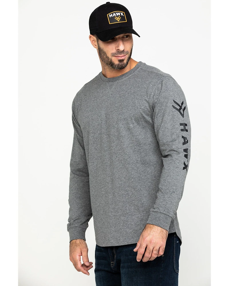 Hawx Men's Gray Logo Sleeve Long Work T-Shirt - Tall