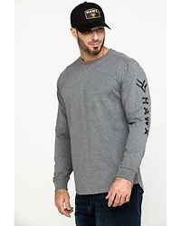 Hawx Men's Gray Logo Sleeve Long Work T-Shirt - Tall