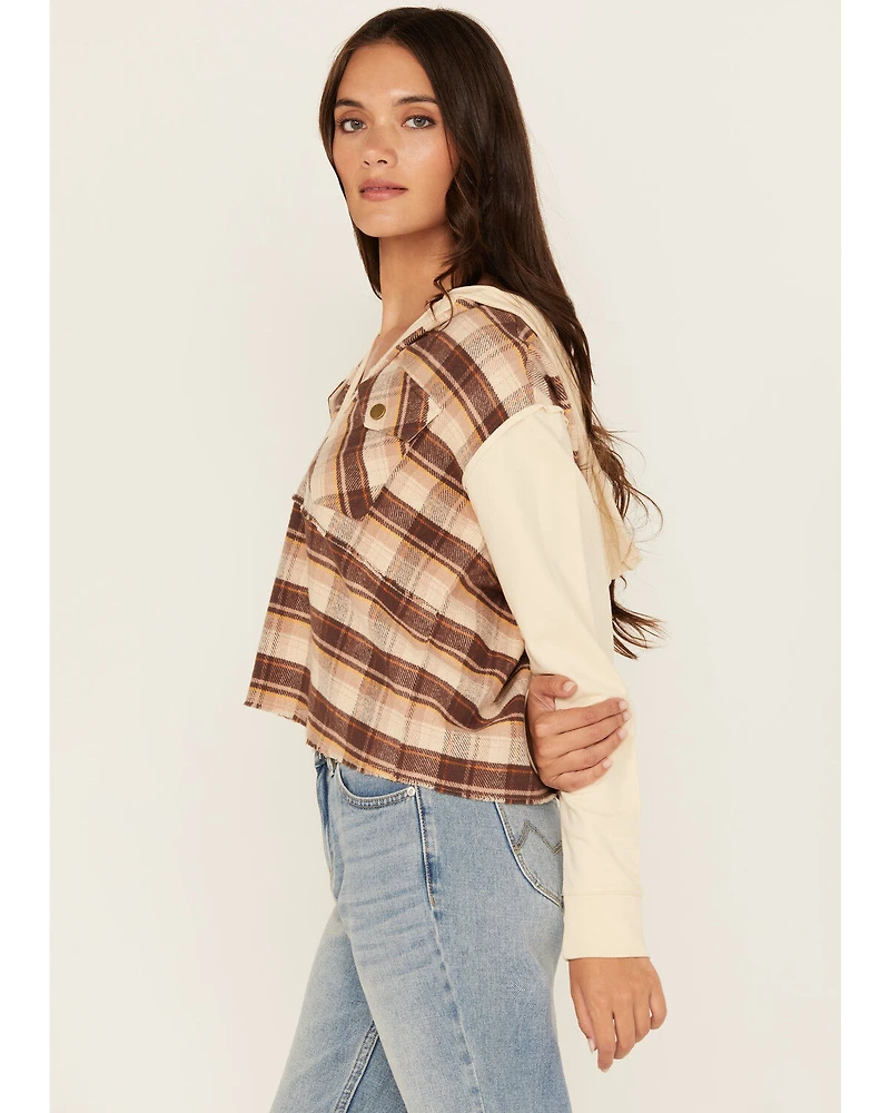 Cleo + Wolf Women's Damian Hooded Flannel Pullover