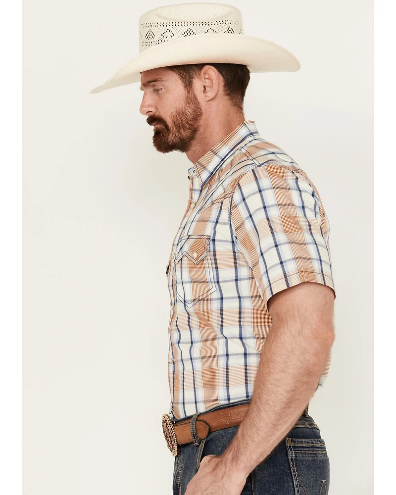 Cody James Men's Spectator Plaid Print Short Sleeve Snap Western Shirt