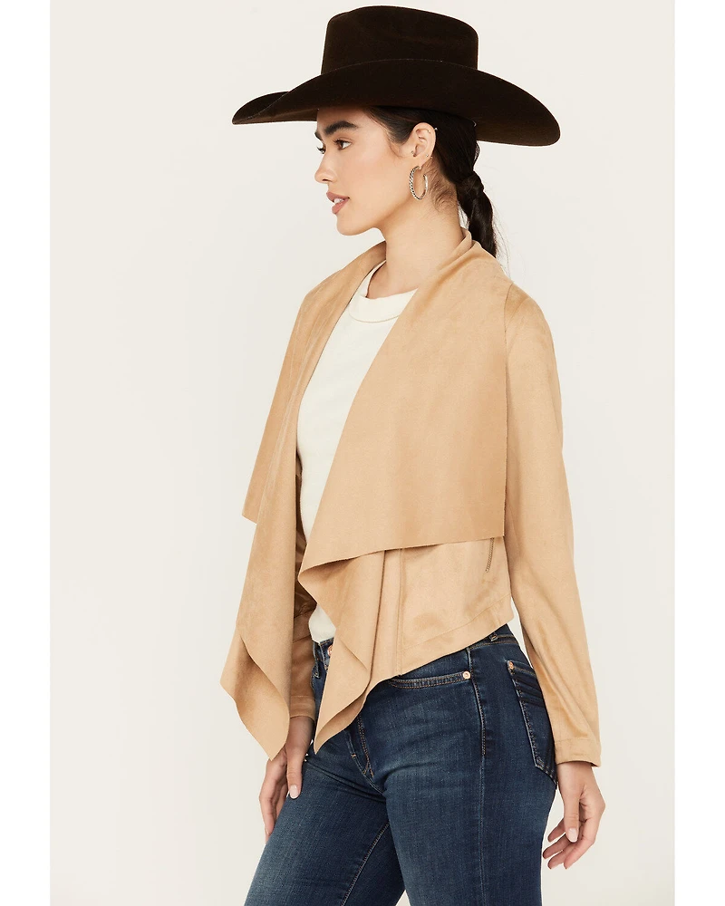 Shyanne Women's Faux Suede Cascade Collar Moto Jacket