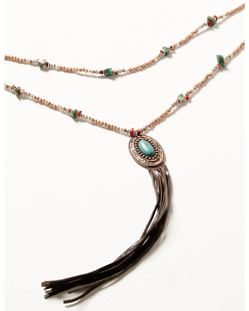 Cowgirl Confetti Women's Noteworthy Beaded Concho Fringe Necklace