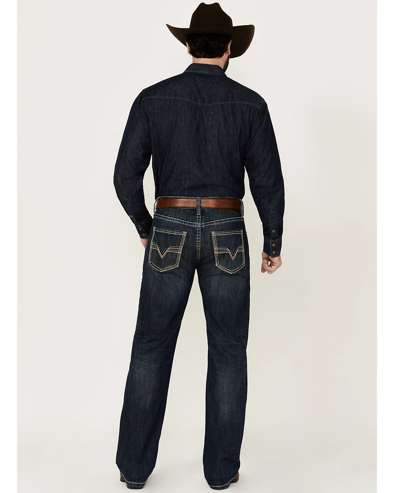 Rock & Roll Denim Men's Double Barrel Medium Wash Relaxed Bootcut Stretch Jeans
