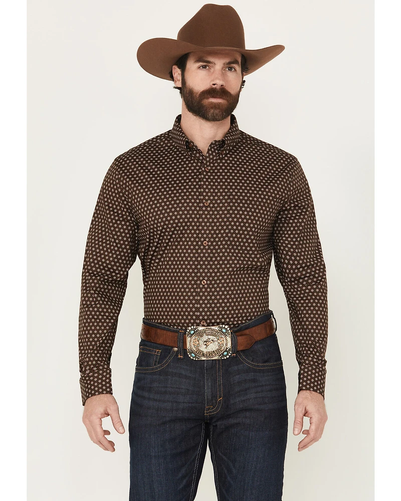 Cody James Men's Sebastian Geo Print Long Sleeve Button-Down Stretch Western Shirt