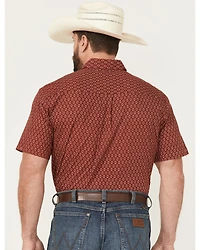 Roper Men's Geo Print Short Sleeve Snap Western Shirt