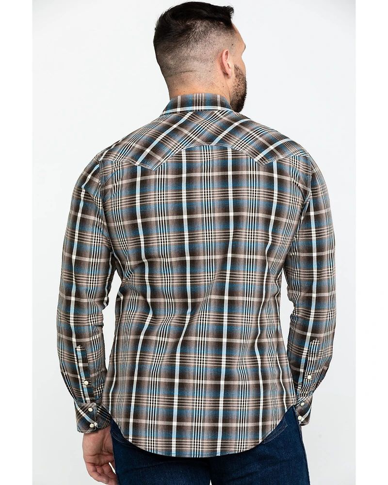 Rock & Roll Denim Men's Plaid Print Long Sleeve Snap Western Shirt