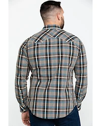 Rock & Roll Denim Men's Plaid Print Long Sleeve Snap Western Shirt