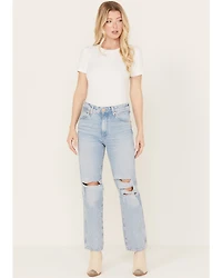 Wrangler Women's Bad Intentions Wild West 603 Destructed Straight Jeans