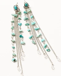 Shyanne Women's Silver & Turquoise Stone Fringe Earrings