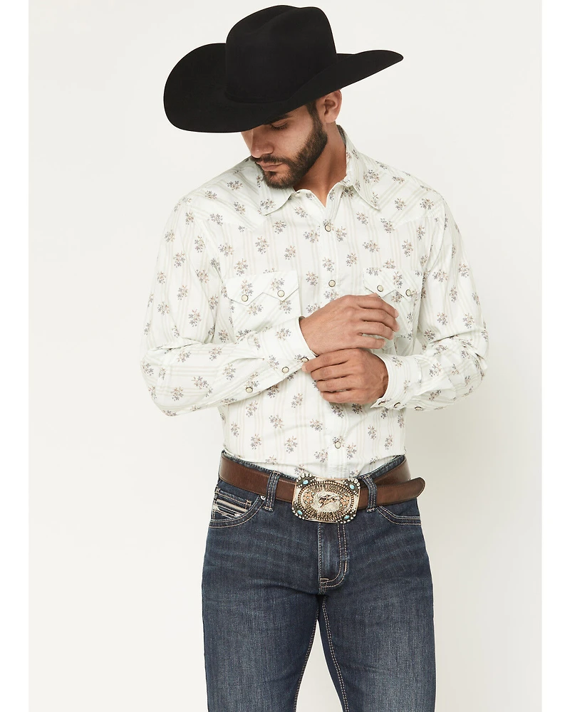 Rock & Roll Denim Men's Floral Print Long Sleeve Snap Stretch Western Shirt