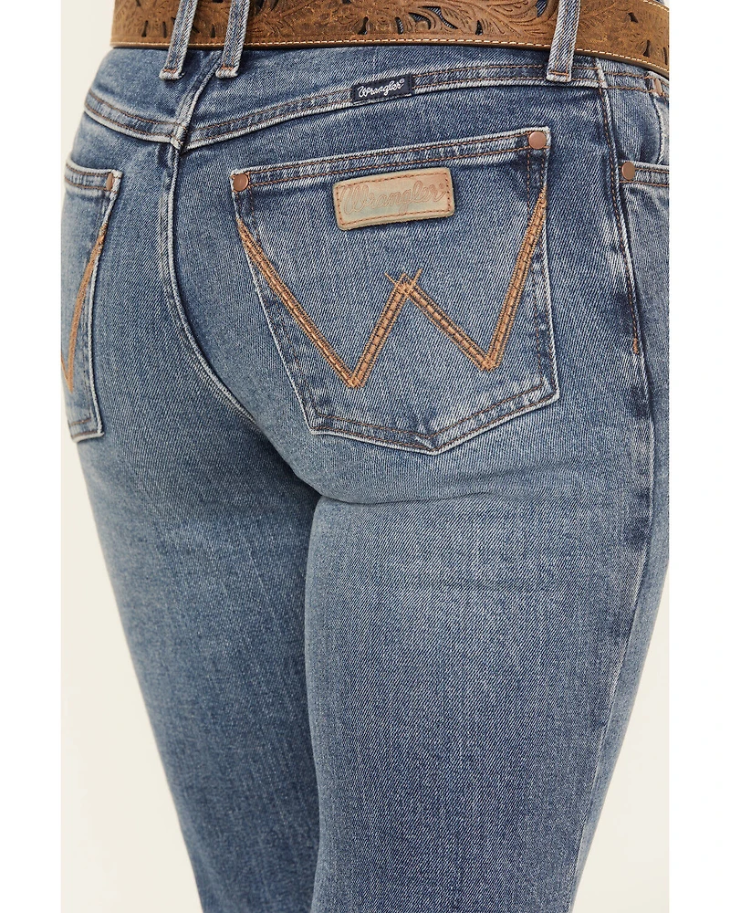 Wrangler Retro Women's Medium Wash Iris Mid Rise Trouser Stretch Denim Jeans