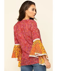 Red Label by Panhandle Women's Print Bell Sleeve Top