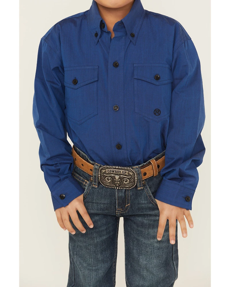 Roper Boys' Solid Long Sleeve Button-Down Western Shirt
