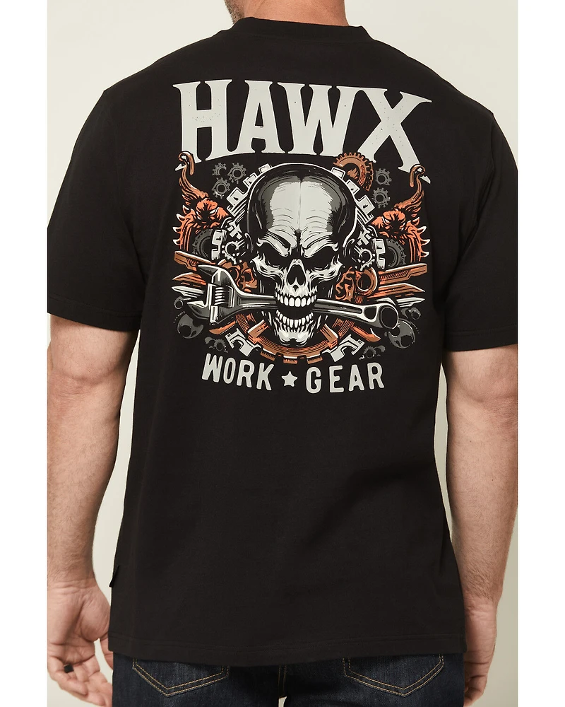 Hawk Men's Skull Short Sleeve Graphic Work T-Shirt
