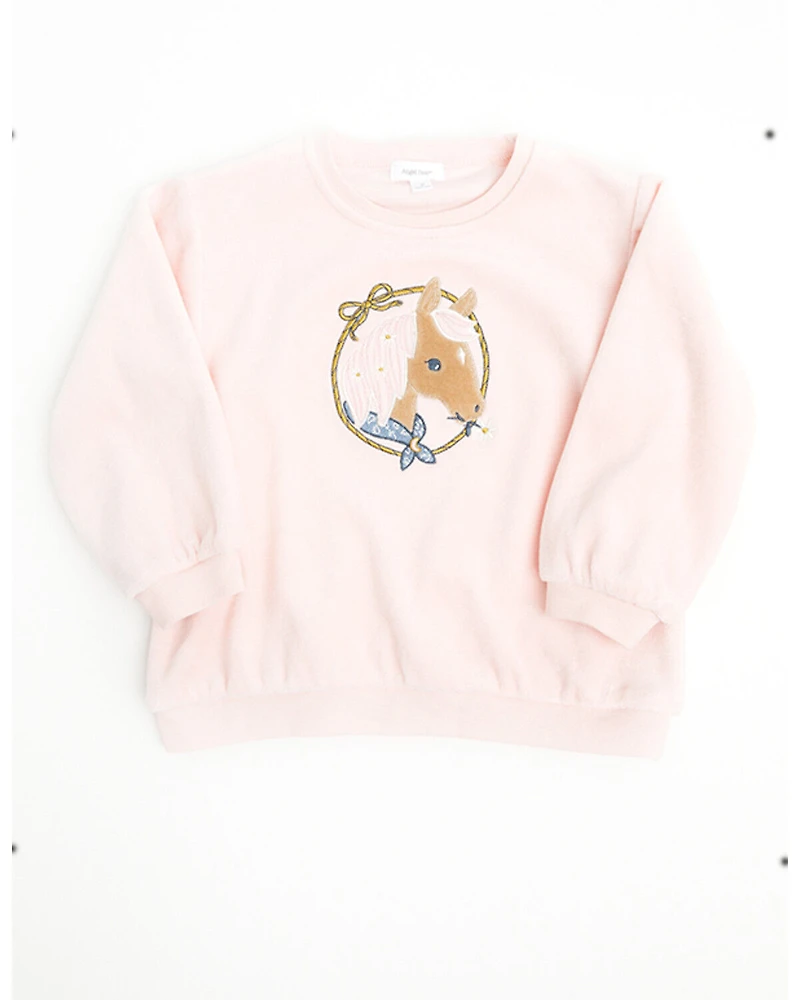 Angel Dear Toddler Girls' Velour Horse Pullover Sweater
