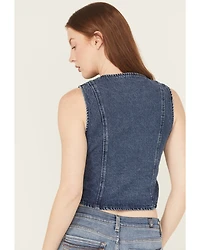 Saints & Hearts Women's Medium Wash Side Tie Button-Down Denim Vest
