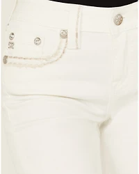 Miss Me Women's Mid Rise Whipstitch Border Pocket 34" Bootcut Stretch Denim Jeans