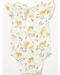 Angel Dear Infant Girls' Pretty Ponies Ruffle Sleeve Snap Onesie