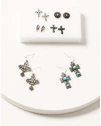 Shyanne Women's Desert Wanderer Turquoise Cross 6-Piece Earrings Set
