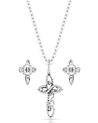 Montana Silversmiths Women's Hold Steady Faith Cross Jewelry Set - 2 Piece