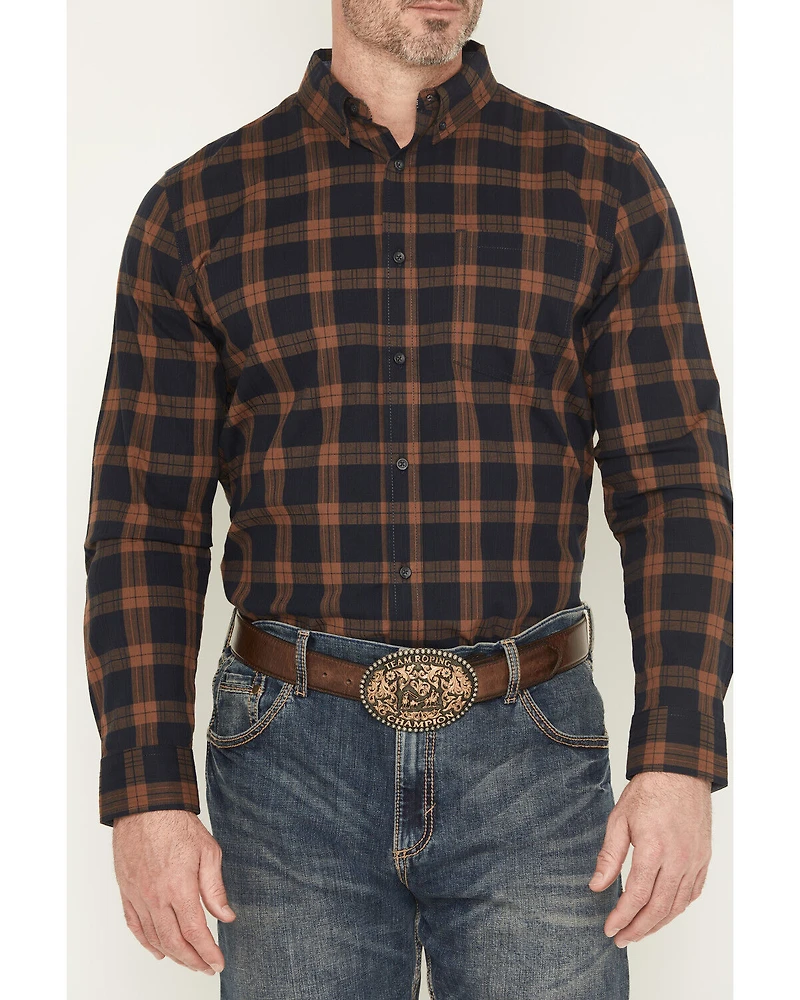 Cody James Men's Rodeo Frontier Plaid Print Long Sleeve Button-Down Stretch Western Shirt
