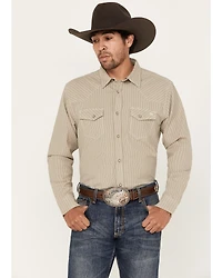 Blue Ranchwear Men's Denim Dobby Striped Long Sleeve Western Pearl Snap Shirt