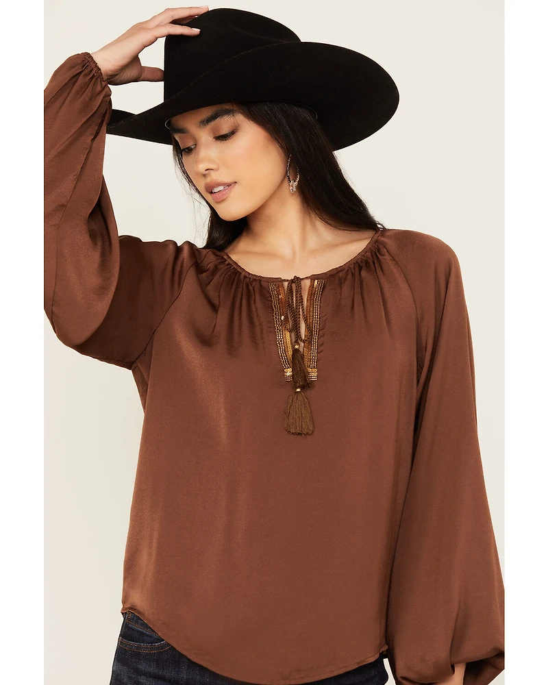 Shyanne Women's Washed Satin Tunic Blouse