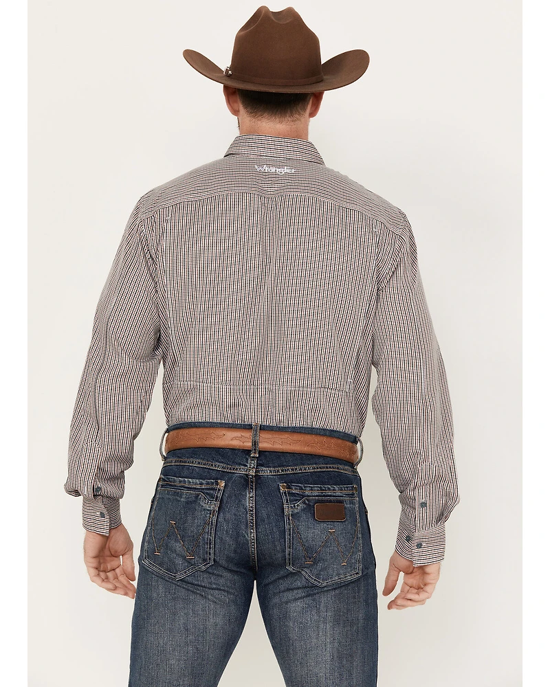 Wrangler Men's Performance Plaid Print Long Sleeve Button Down Western Shirt