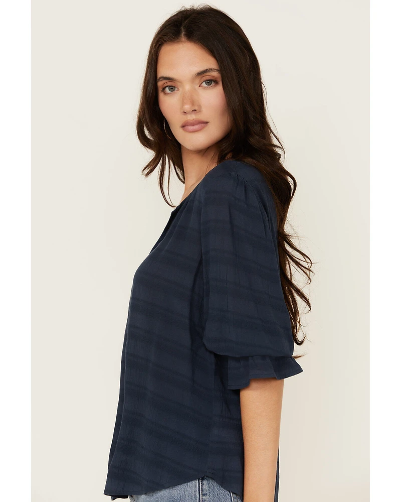 Shyanne Women's Cross Hatch Long Sleeve Peasant Blouse
