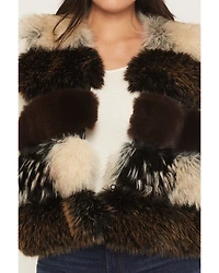 Azalea Wang Women's Faux Fur Striped Vest