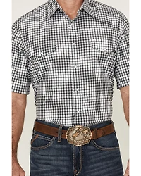 Wrangler Men's Plaid Print Short Sleeve Pearl Snap Stretch Western Shirt - Tall