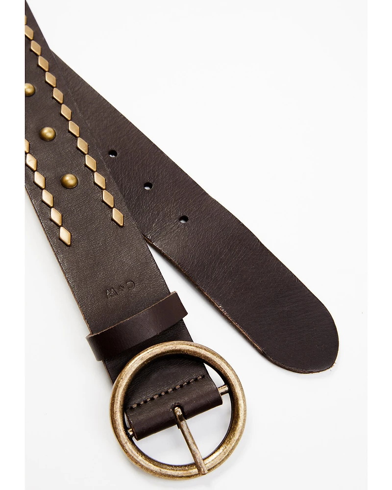 Cleo + Wolf Women's Studded Rivet Leather Retro Belt