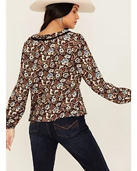 Idyllwind Women's Romance Floral Print Long Sleeve Top
