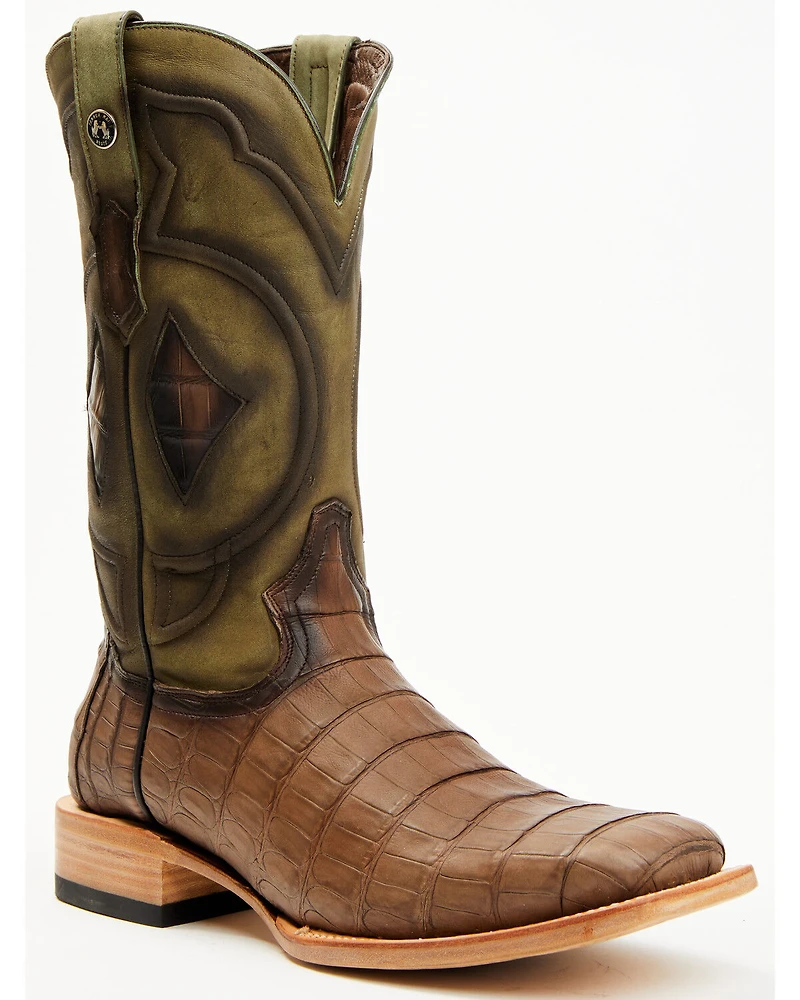 Tanner Mark Men's Exotic Caiman Tall Western Boots - Broad Square Toe