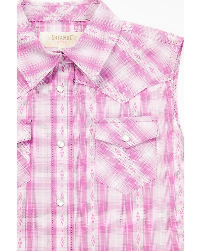 Shyanne Toddler Girls Dobby Striped Western Pearl Snap Shirt