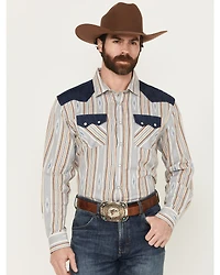 Panhandle Men's Southwestern Striped Long Sleeve Snap Western Shirt