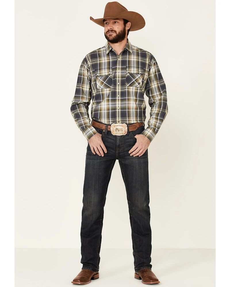 Ariat Men's Axel Large Ombre Retro Plaid Long Sleeve Western Shirt