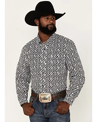 RANK 45® Men's Dillinger Geo Print Long Sleeve Button-Down Stretch Western Shirt